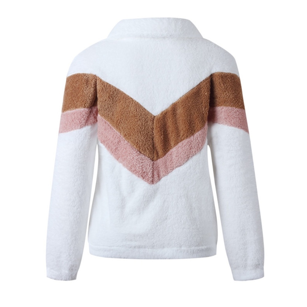 Pink White Fleece Pullover Sherpa Quarterzip - Picture 5 of 5